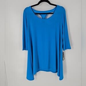 Clara Sun Woo Turquoise Racerback Half Sleeve Tunic Top M